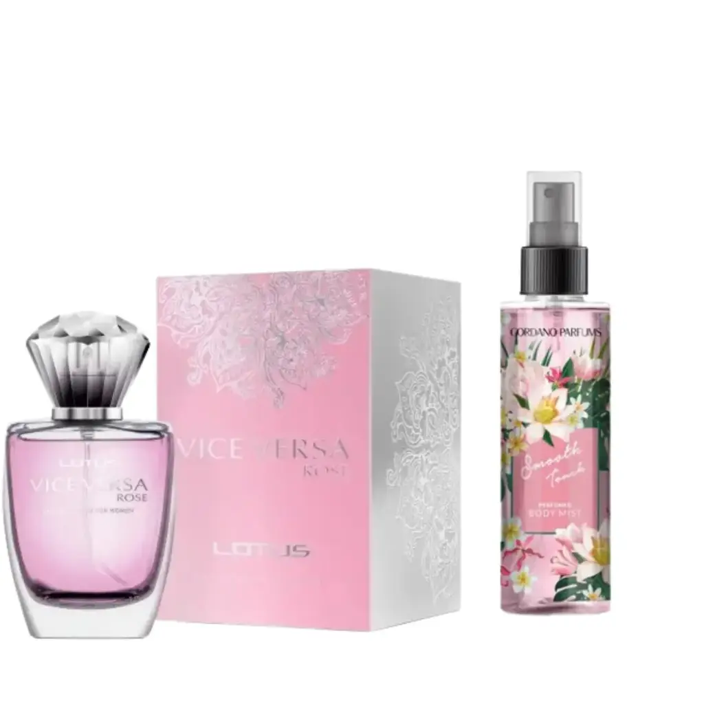 LOTUS Vice Versa Rose EDP ​​for Her 100ml + Body mist Smooth Touch Gordano Parfums 200ml