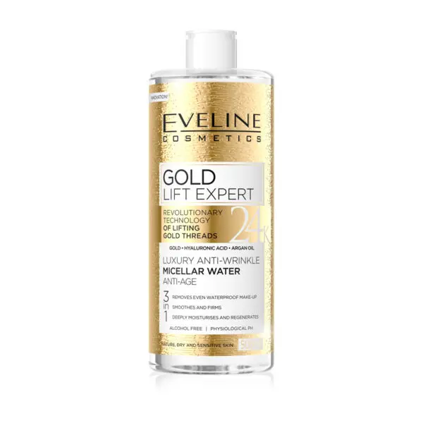 Eveline Gold Lift Expert Micellar Water  ντεμακιγιάζ προσώπου της Eveline 3in1 500ml