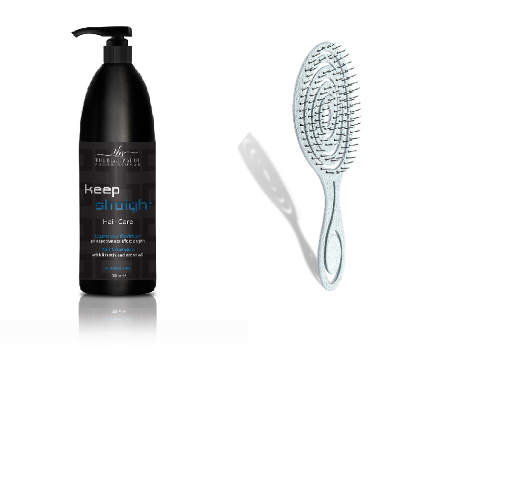 Σαμπουάν Keep Straight 1000ml & Βούρτσα Go Bio Οβάλ (BLUE)