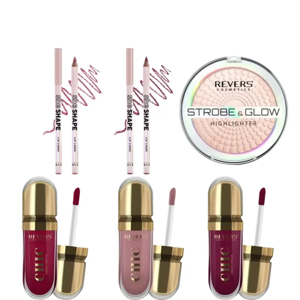 Make-Up Look! 3 Lip Liquid CHIC – 2 Lip Liners – Highlighter