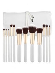 TOOLS FOR BEAUTY SET OF 12 MAKE UP BRUSHES IN WHITE  BAG