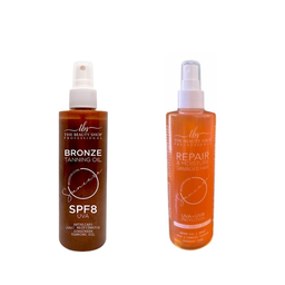 ΑΝΤΗΛΙΑΚΟ ΛΑΔΙ ΜΑΥΡΙΣΜΑΤΟΣ BRONZE GLITTER 200ML & ΔΩΡΟ  ΣΠΡΕΙ ΜΑΛΛΙΩΝ ΜΕ ΑΝΤΗΛΙΑΚΗ ΠΡΟΣΤΑΣΙΑ UVA+UVB 250ML