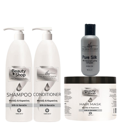 Προσφορά Σετ Μετάξι Κερατίνη Σαμπουάν & Conditioner1lt Μάσκα 500ml &Μετάξι Silk Infusion 150ml